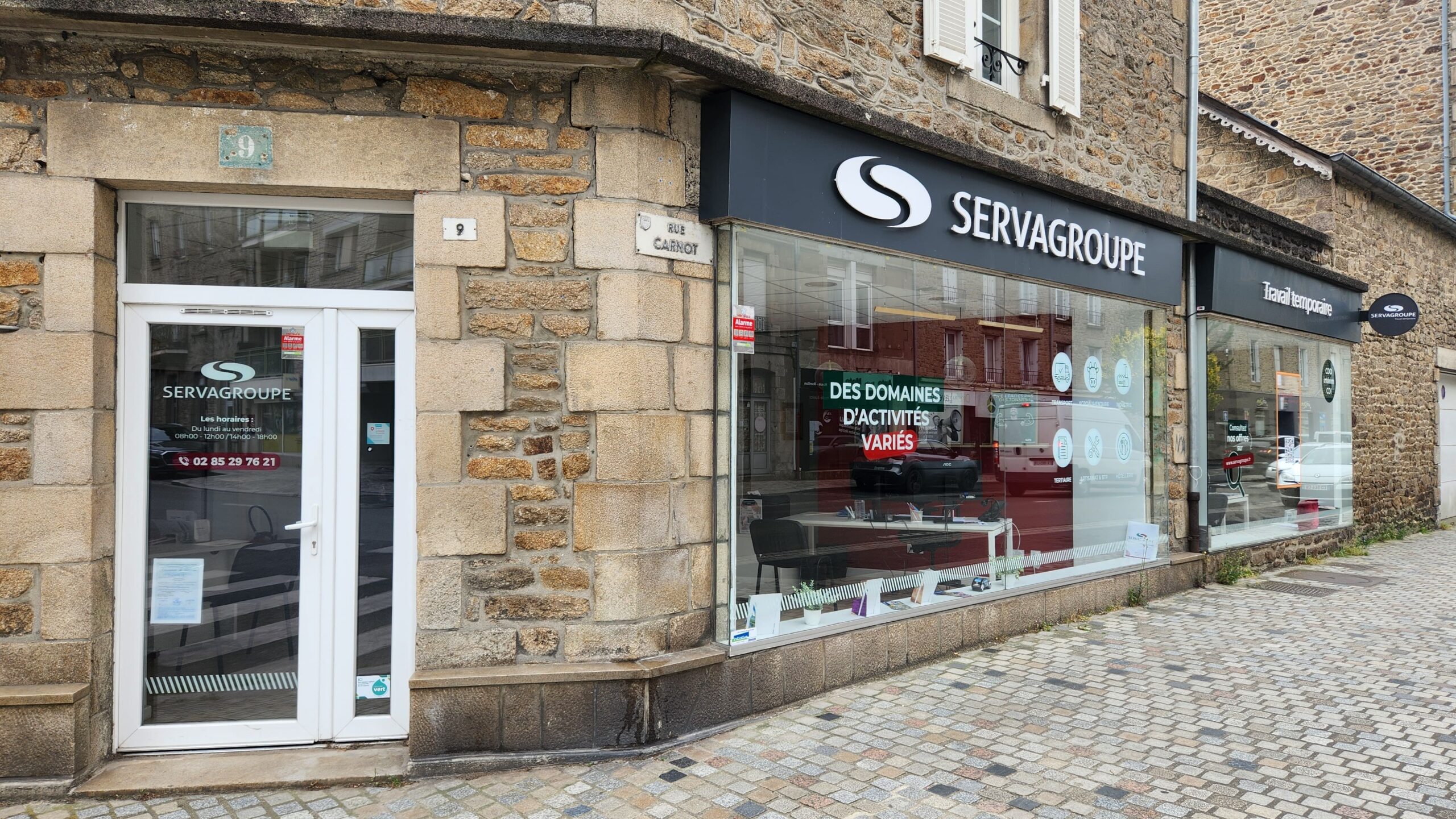 Façade de l’agence d’intérim Servagroupe à Dinan